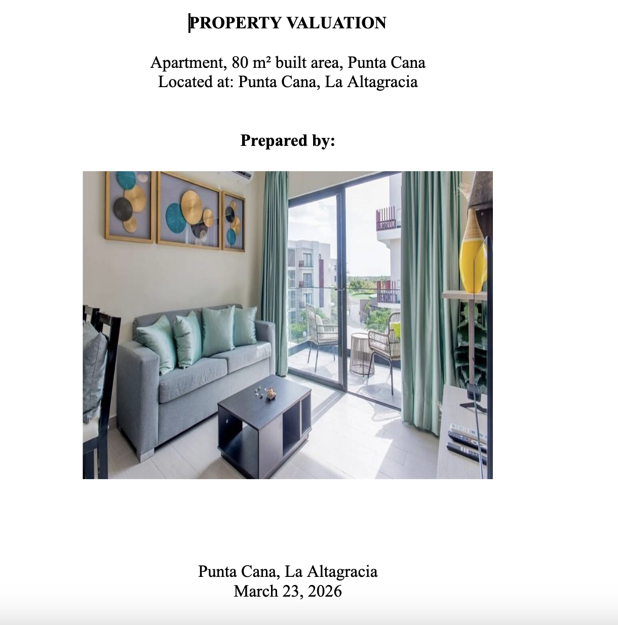 Sample tasación report